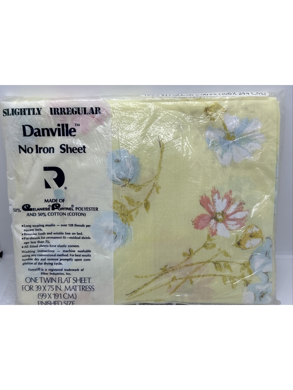 Danville By Dan River TWIN Flat Sheet Yellow Floral Slightly Irregular Muslin